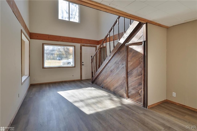 interior space with dark hardwood / wood-style floors