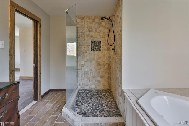 bathroom with plus walk in shower