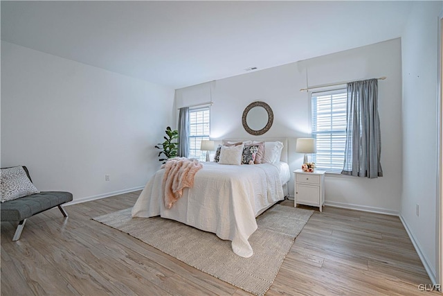 bedroom with light hardwood / wood-style flooring