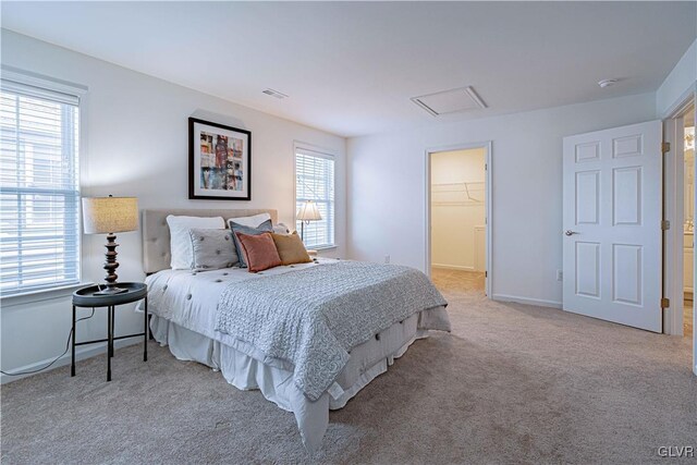 3855 Victors Way, Bethlehem Twp, PA 18045 - bedroom with a closet, a spacious closet, multiple windows, and light colored carpet