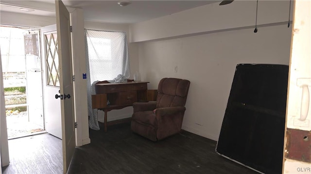 living area with dark wood-type flooring