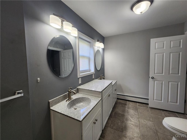 4400 Little Gap Rd, Lower Towamensing Tp, PA 18058 - bathroom with a baseboard heating unit, vanity, and toilet