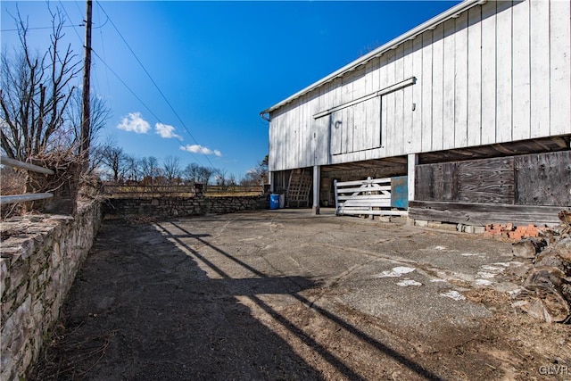 exterior space with an outbuilding