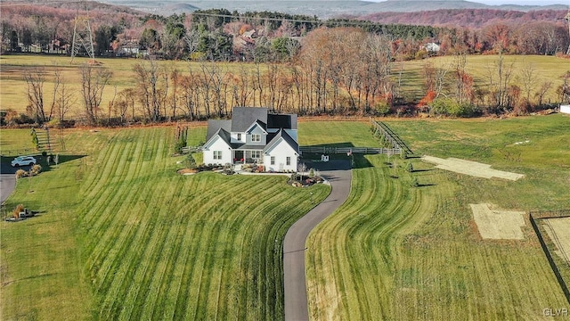 aerial view with a rural view