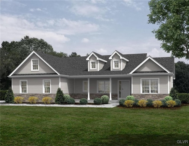 view of front of property featuring a front lawn