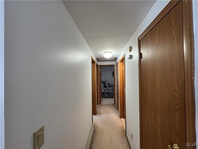 hallway with light carpet