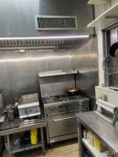 kitchen with stainless steel range