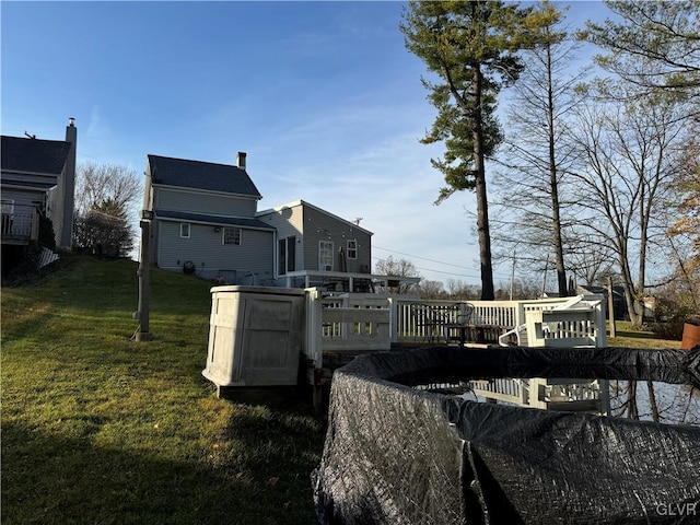 view of yard with a deck