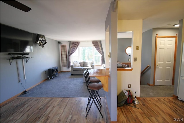 living room with hardwood / wood-style flooring