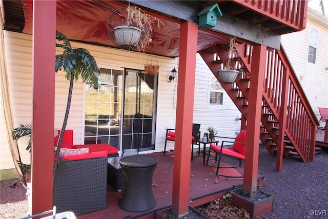 view of patio with a wooden deck