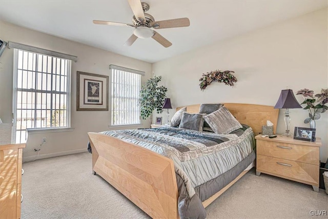 bedroom featuring carpet and ceiling fan