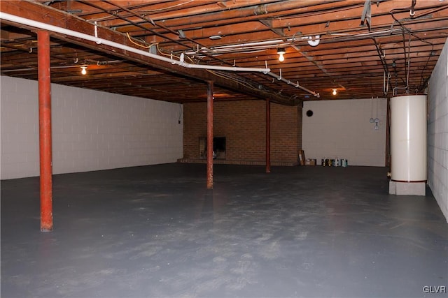 basement with gas water heater