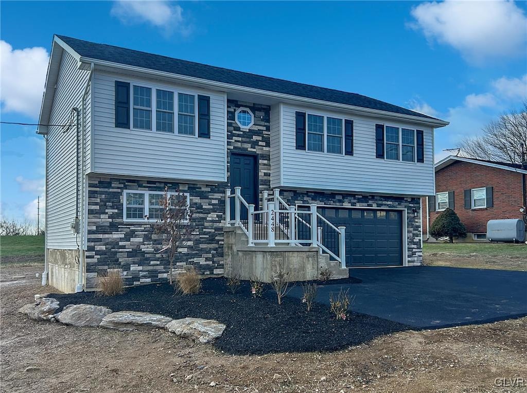 bi-level home with a garage