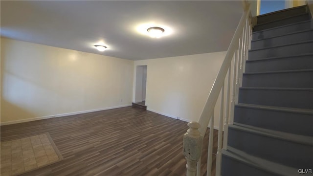 basement featuring dark hardwood / wood-style floors