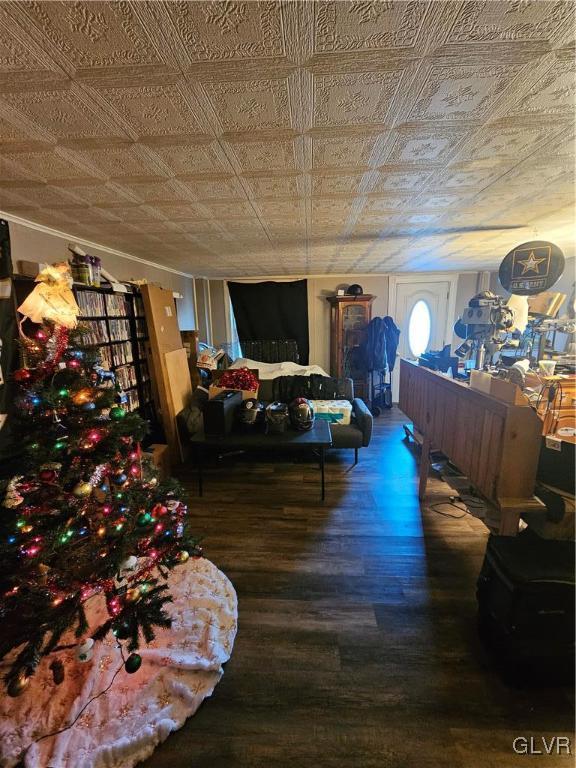 living room with hardwood / wood-style flooring