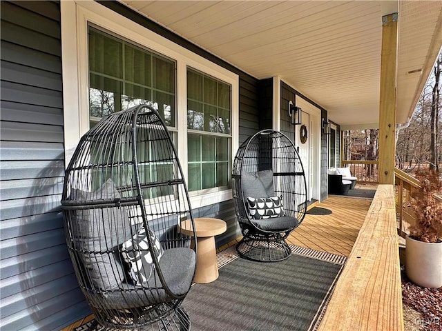 wooden deck with covered porch