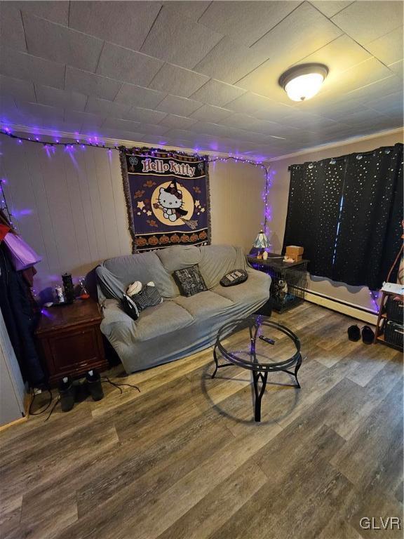 living room with hardwood / wood-style flooring