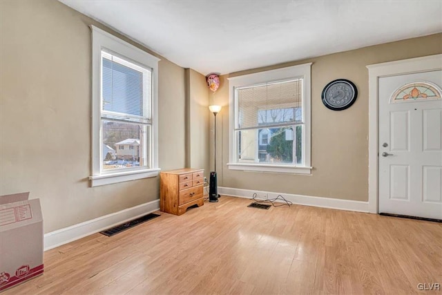 foyer entrance featuring light hardwood / wood-style floors and a healthy amount of sunlight