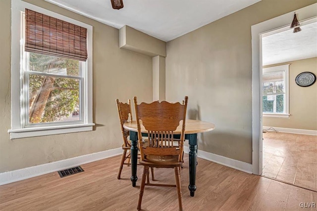 dining room featuring light wood-type flooring