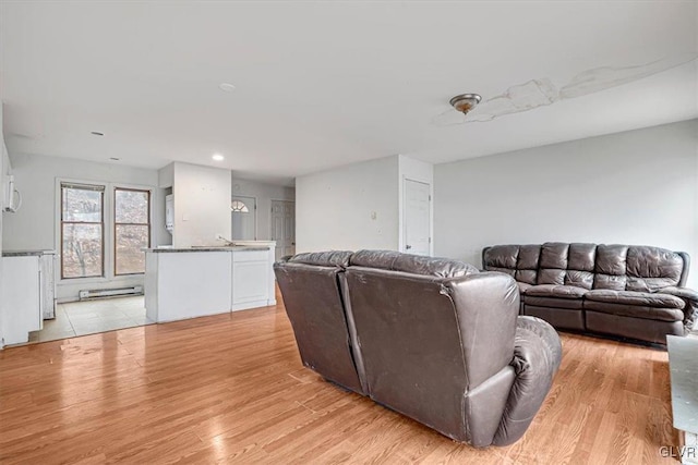 living room with light wood-type flooring