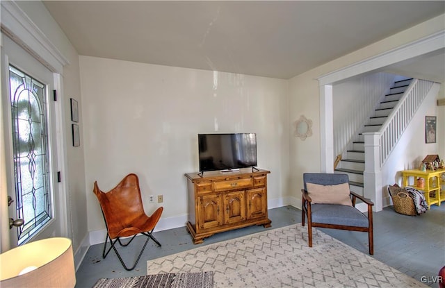 living room with wood-type flooring