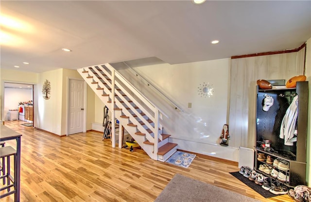 entryway with light wood-type flooring