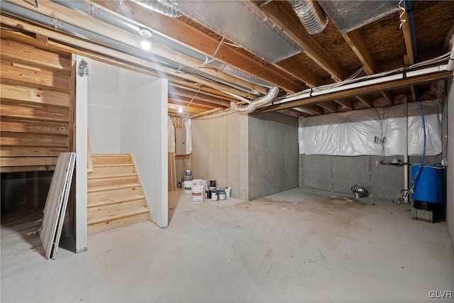 basement with electric panel