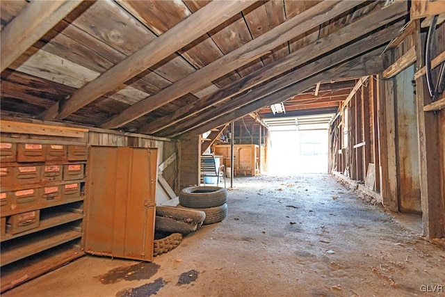 view of unfinished attic