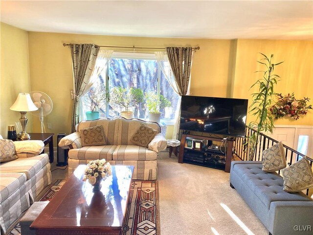 living room featuring carpet floors