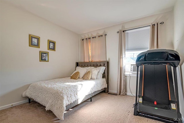 carpeted bedroom featuring cooling unit