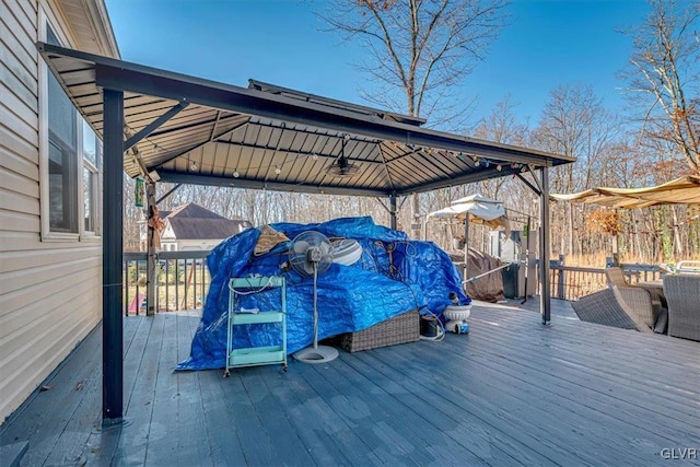 wooden deck with a gazebo