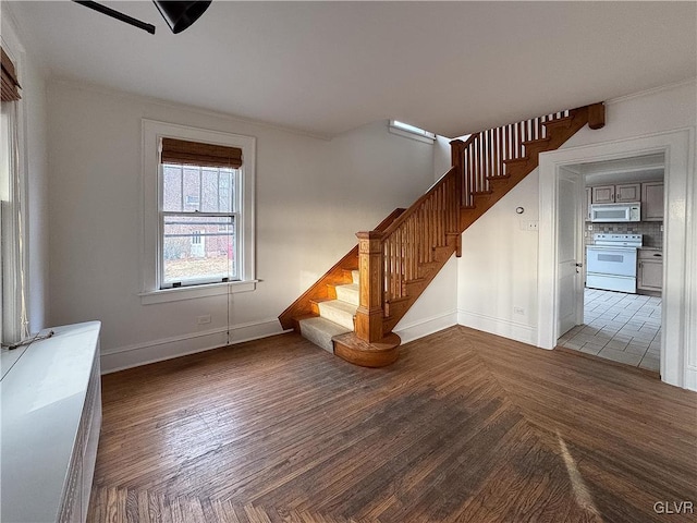 interior space with parquet flooring