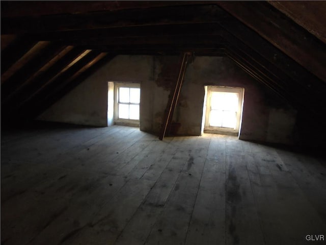 view of unfinished attic