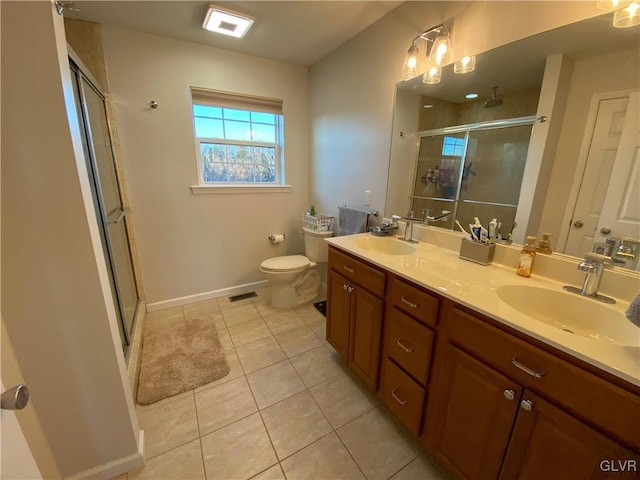 full bathroom with a sink, visible vents, and a shower stall