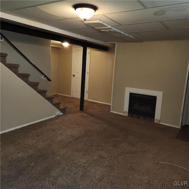 basement with carpet floors