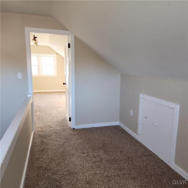 bonus room featuring carpet floors and lofted ceiling