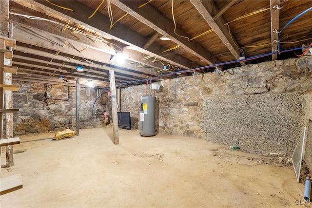 basement with water heater