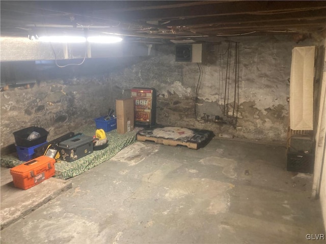 basement with electric panel