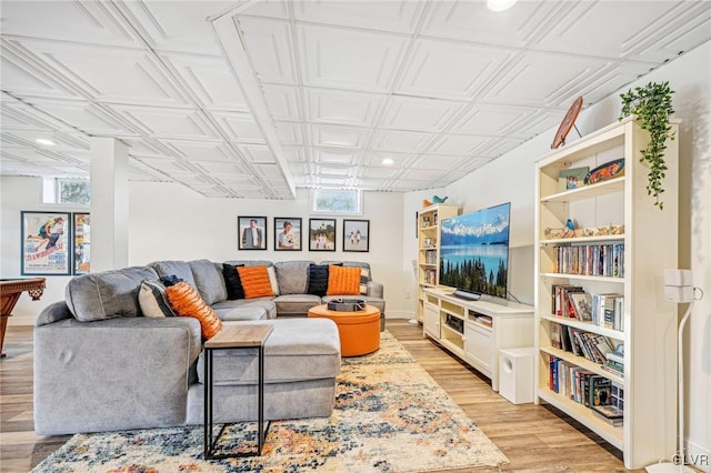 living room featuring light hardwood / wood-style flooring