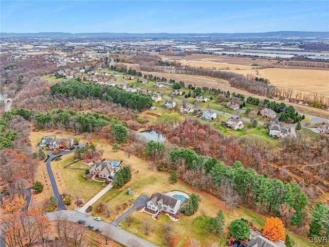 aerial view with a rural view