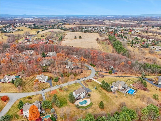 aerial view with a rural view