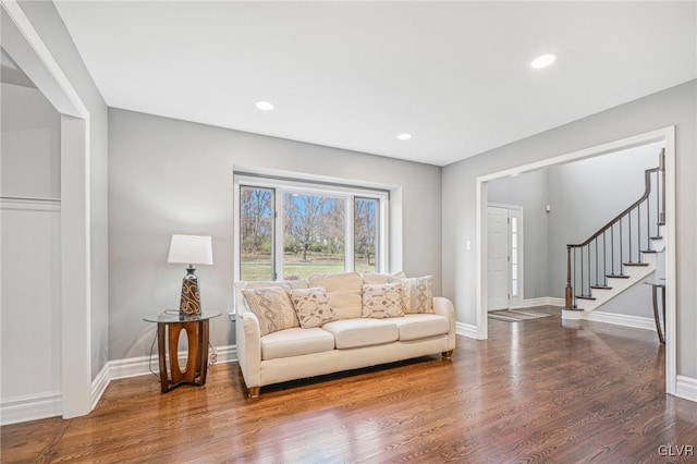 living room with hardwood / wood-style flooring