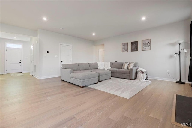 living room with light wood-type flooring