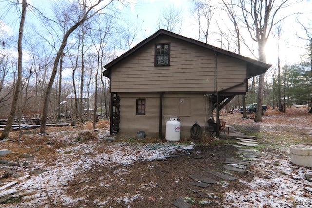 view of snow covered exterior