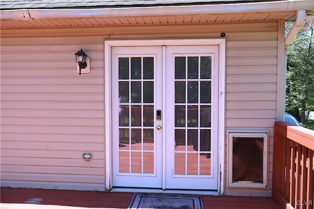 property entrance with french doors