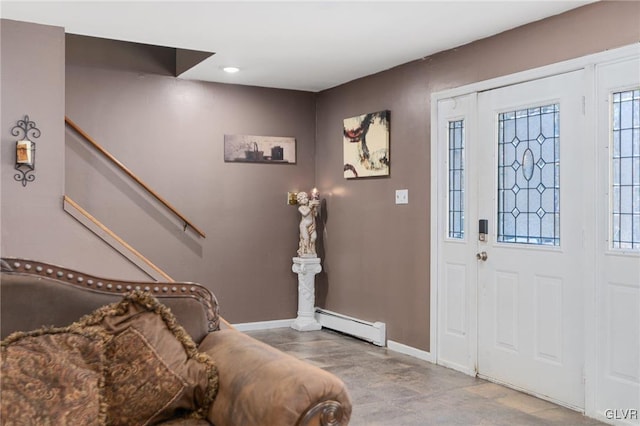 entrance foyer with a baseboard radiator