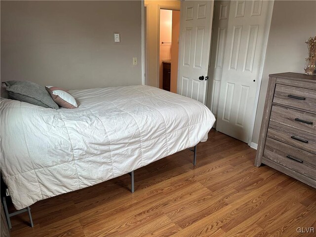 bedroom with light hardwood / wood-style flooring