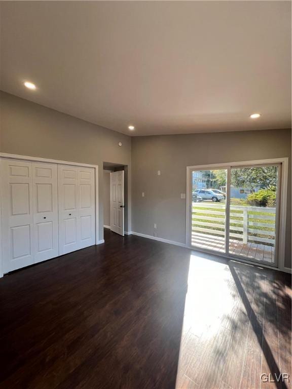 interior space with a closet and dark wood-type flooring