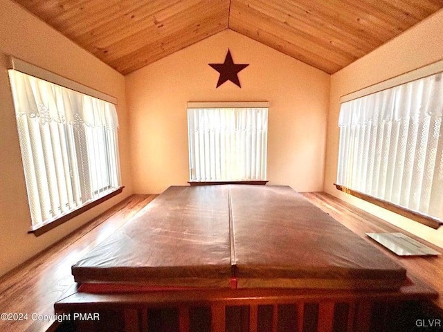 interior space with plenty of natural light, wooden ceiling, and vaulted ceiling