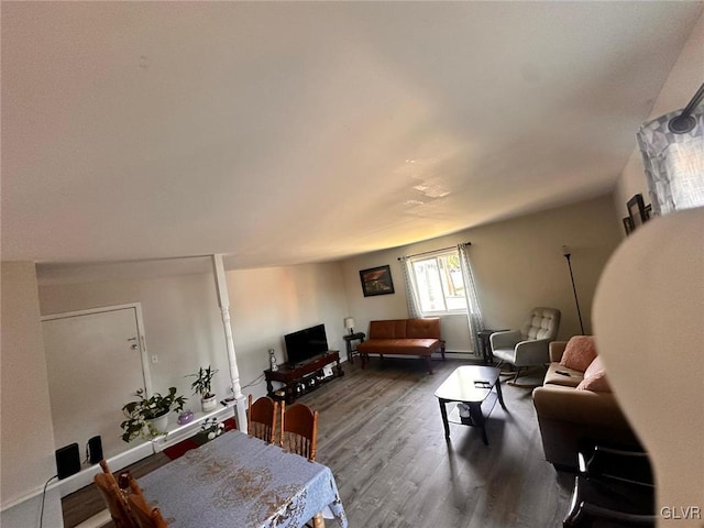 living room featuring dark hardwood / wood-style flooring